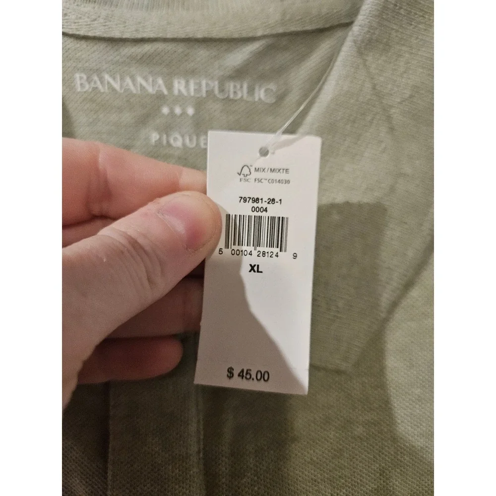 Banana Republic Mens Pique Polo Bundle XL Truffle Brown &‎ Mid Green Heather NWT